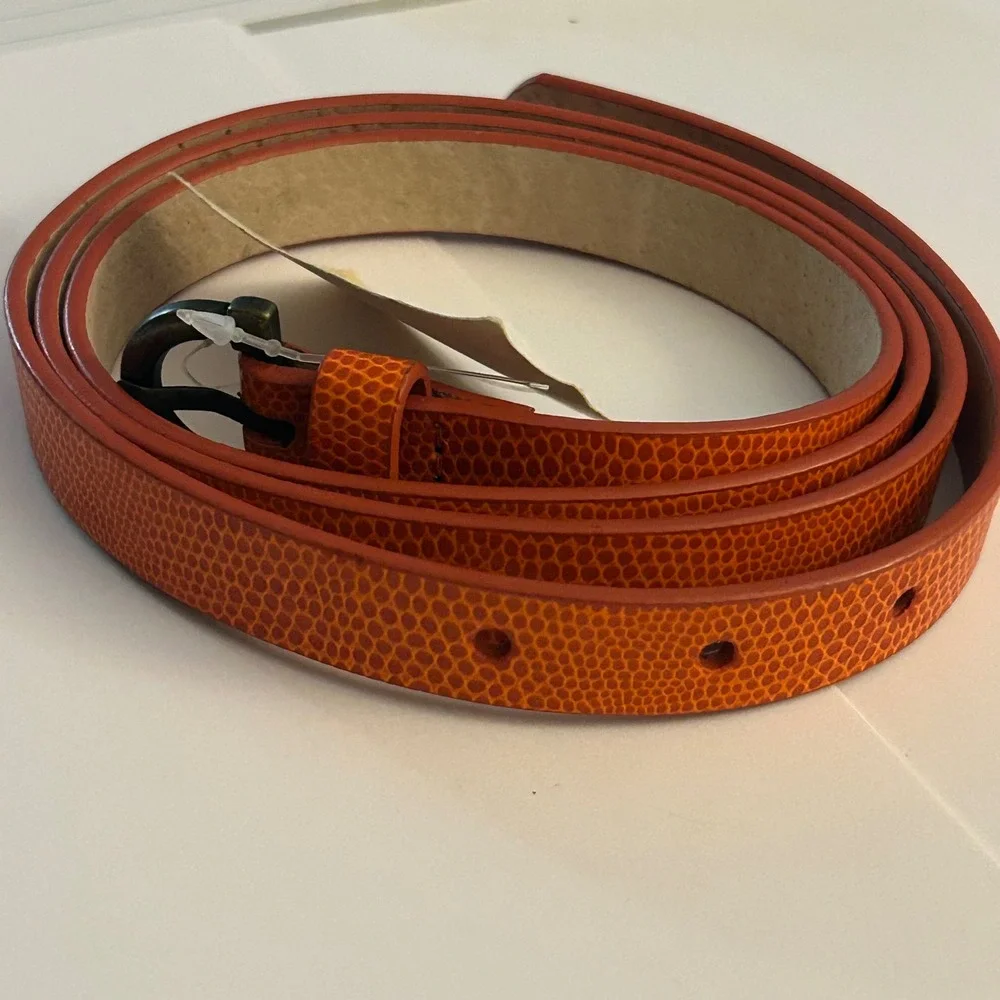Coldwater Creek Burnt Orange Embossed Skinny Belt XL Misses 18 NEW